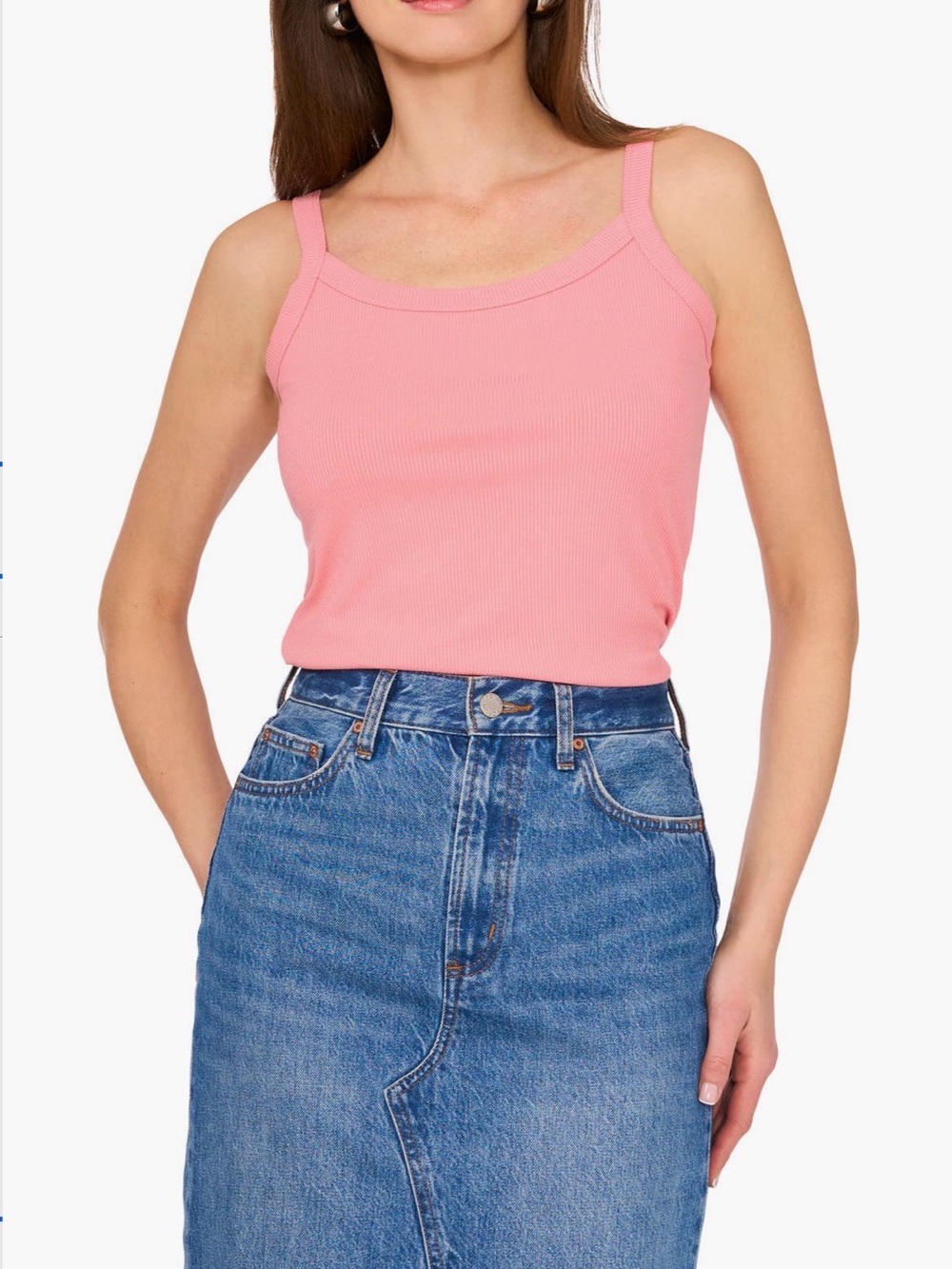1. State Pink Jersey Ribbed Scoop Tank Top Light Pink